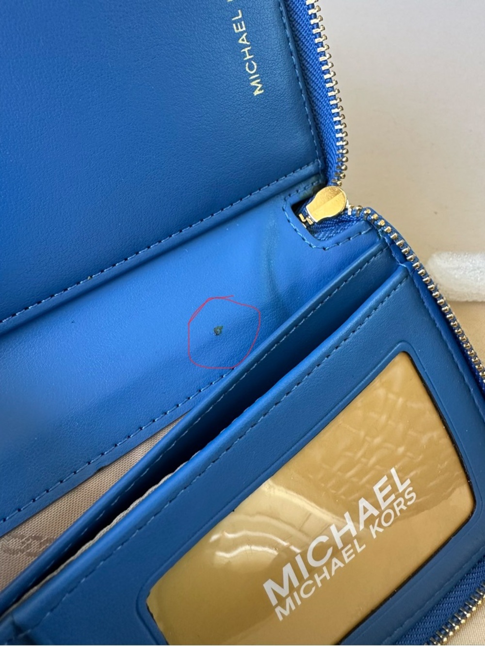 Michael Kors Brown Wallet with Blue Trim and Wristlet - Picture 7 of 11